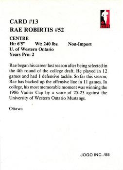 1988 JOGO #13 Rae Robirtis Back