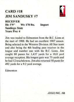 1988 JOGO #18 Jim Sandusky Back