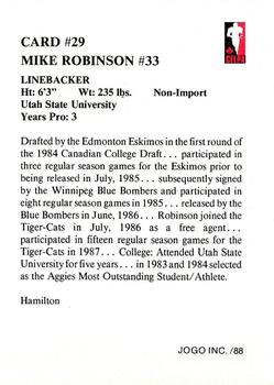 1988 JOGO #29 Mike Robinson Back