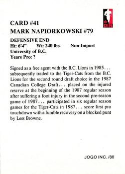 1988 JOGO #41 Mark Napiorkowski Back