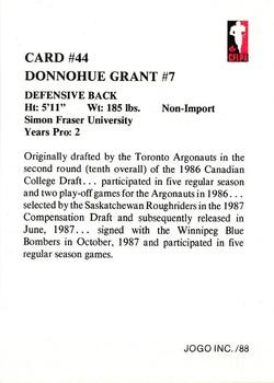 1988 JOGO #44 Donnohue Grant Back