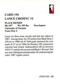 1988 JOGO #56 Lance Chomyc Back