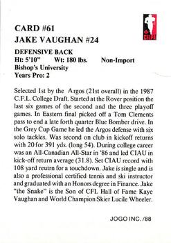 1988 JOGO #61 Jake Vaughan Back