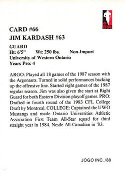 1988 JOGO #66 Jim Kardash Back