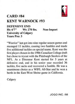 1988 JOGO #84 Kent Warnock Back