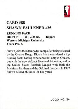 1988 JOGO #88 Shawn Faulkner Back