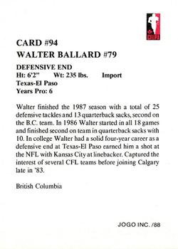 1988 JOGO #94 Walter Ballard Back