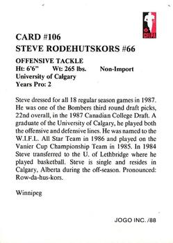 1988 JOGO #106 Steve Rodehutskors Back