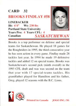 1996 JOGO #32 Brooks Findlay Back