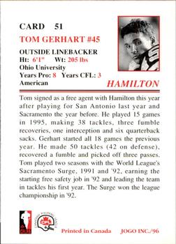 1996 JOGO #51 Tom Gerhart Back