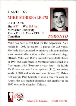 1996 JOGO #63 Mike Morreale Back