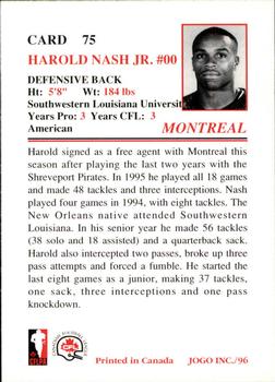 1996 JOGO #75 Harold Nash Jr. Back