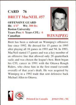 1996 JOGO #76 Brett MacNeil Back