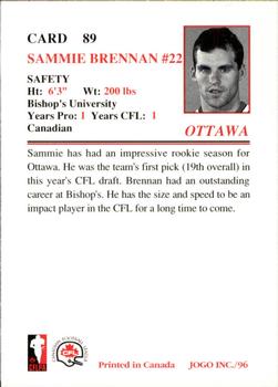 1996 JOGO #89 Sammie Brennan Back