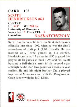 1996 JOGO #102 Scott Hendrickson Back