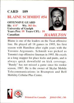 1996 JOGO #109 Blaine Schmidt Back