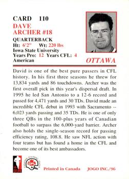 1996 JOGO #110 David Archer Back