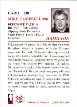 1996 JOGO #138 Mike Campbell Back