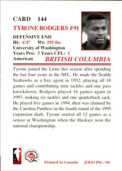 1996 JOGO #144 Tyrone Rodgers Back
