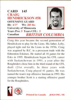 1996 JOGO #145 Craig Hendrickson Back