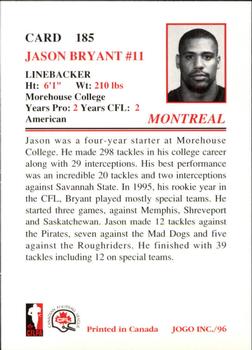 1996 JOGO #185 Jason Bryant Back