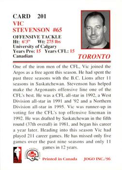 1996 JOGO #201 Vic Stevenson Back