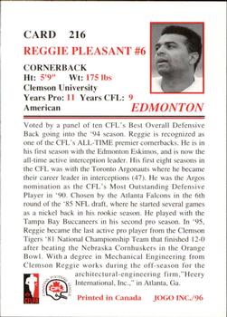 1996 JOGO #216 Reggie Pleasant Back