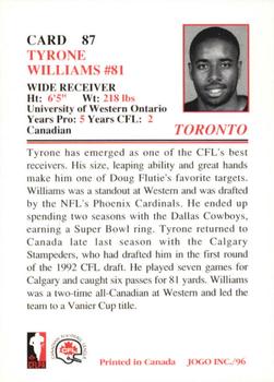 1996 JOGO #87 Tyrone Williams Back