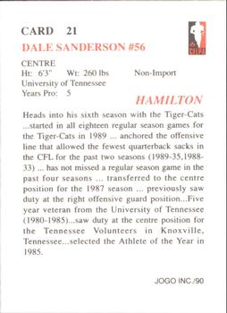 1990 JOGO #21 Dale Sanderson Back