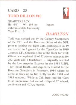 1990 JOGO #23 Todd Dillon Back