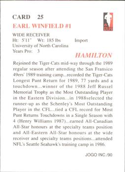 1990 JOGO #25 Earl Winfield Back