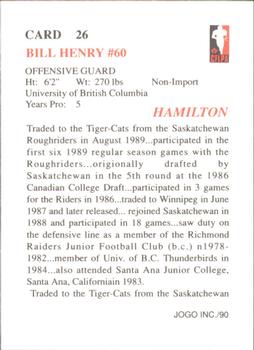 1990 JOGO #26 Bill Henry Back