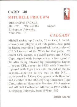 1990 JOGO #40 Mitchell Price Back