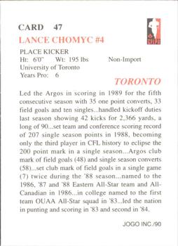 1990 JOGO #47 Lance Chomyc Back