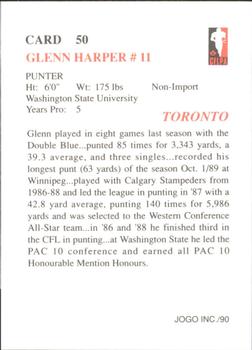 1990 JOGO #50 Glenn Harper Back