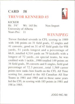 1990 JOGO #58 Trevor Kennerd Back