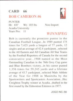 1990 JOGO #66 Bob Cameron Back