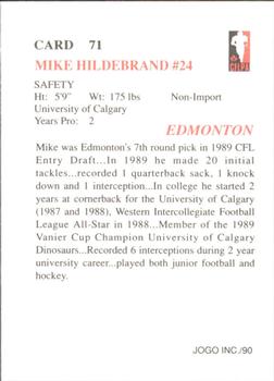 1990 JOGO #71 Mike Hildebrand Back