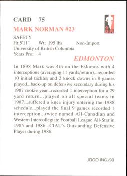 1990 JOGO #75 Mark Norman Back