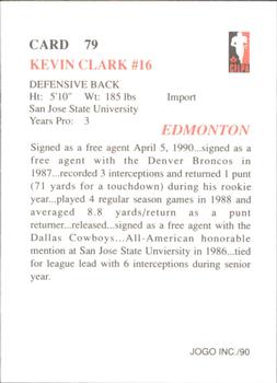 1990 JOGO #79 Kevin Clark Back
