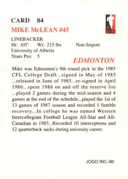 1990 JOGO #84a Mike McLean Back