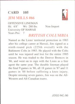 1990 JOGO #105 Jim Mills Back