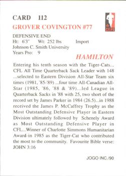 1990 JOGO #112 Grover Covington Back