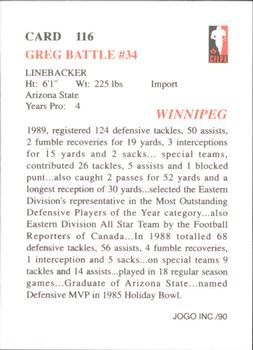 1990 JOGO #116 Greg Battle Back