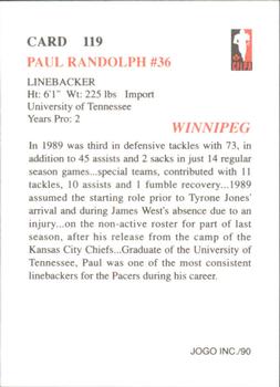 1990 JOGO #119 Paul Randolph Back
