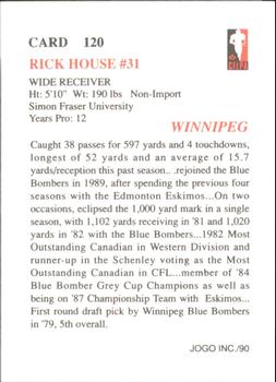1990 JOGO #120 Rick House Back