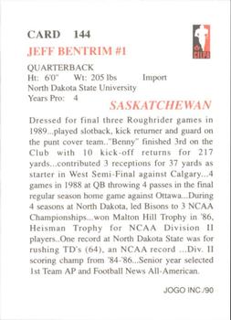 1990 JOGO #144 Jeff Bentrim Back