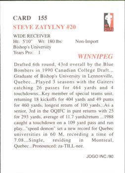 1990 JOGO #155 Steve Zatylny Back
