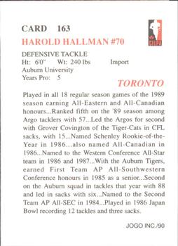 1990 JOGO #163 Harold Hallman Back