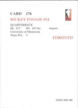 1990 JOGO #176 Rickey Foggie Back